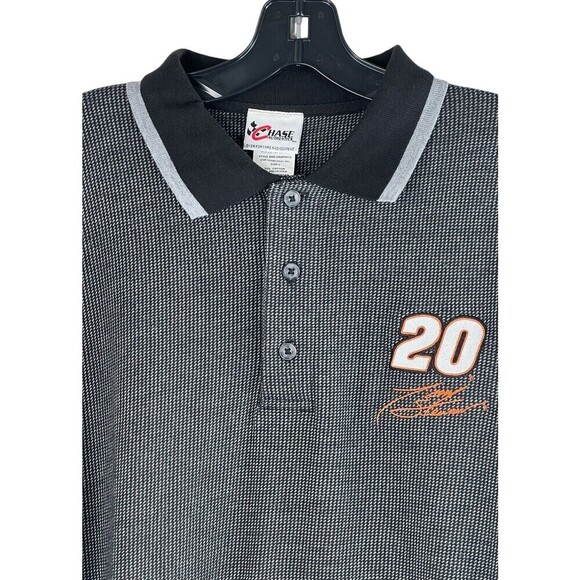 Chase Authentics Mens Large Polo Shirt Black Gray Racing Tony Stewart NASCAR - Picture 1 of 7